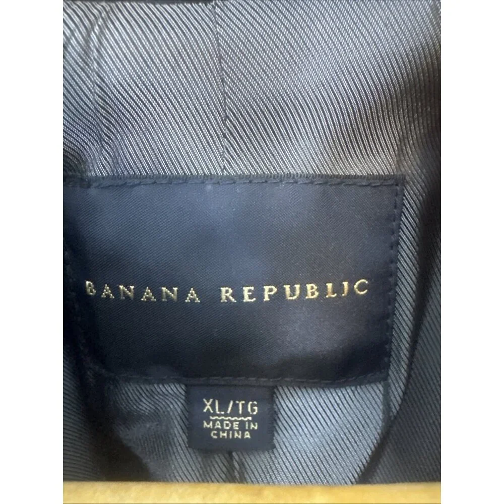 Banana Republic Wool Cashmere Coat Men's‎ XL Black Dark Gray Overcoat